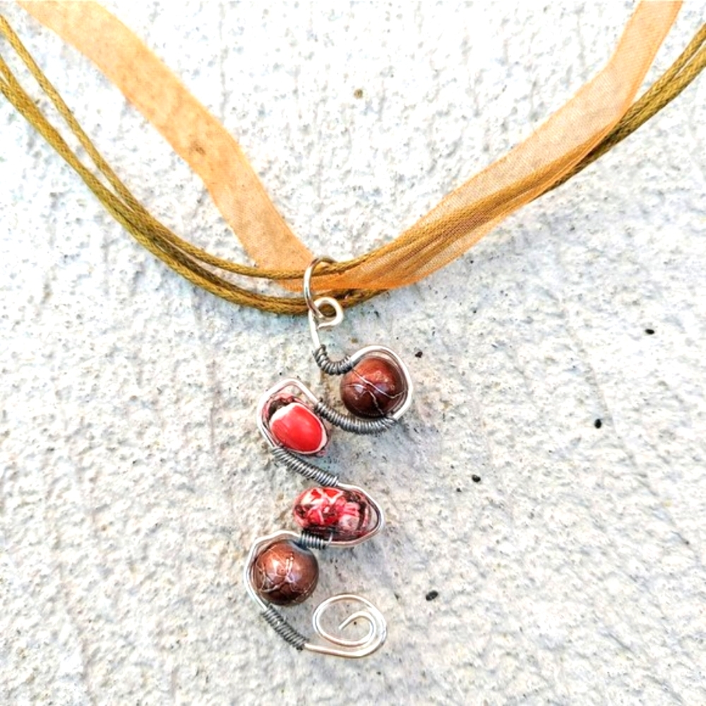 Necklace Wire Wrapped Rock Beaded Multilayer Jewelry